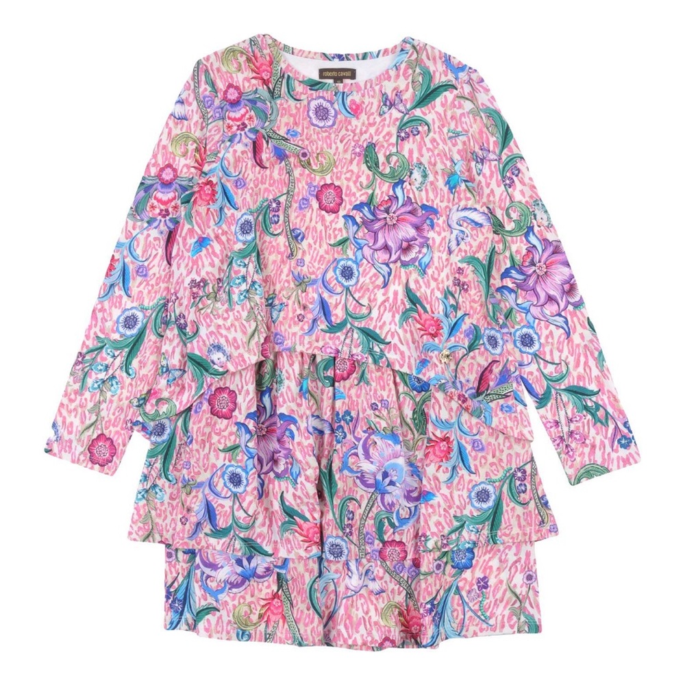 Roberto Cavalli Pink Floral Mini Dress